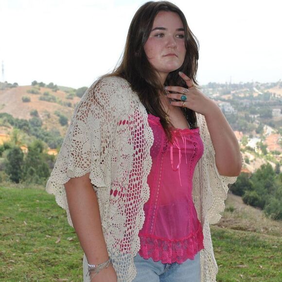 Handmade Crochet Cardigan- M/L (no size tag) - Picture 1 of 7